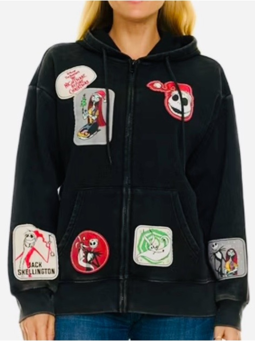 Disney Zip Hoodie NWT MEDIUM Nightmare Before Christmas Patches ONLY HOODIE🎄☠️